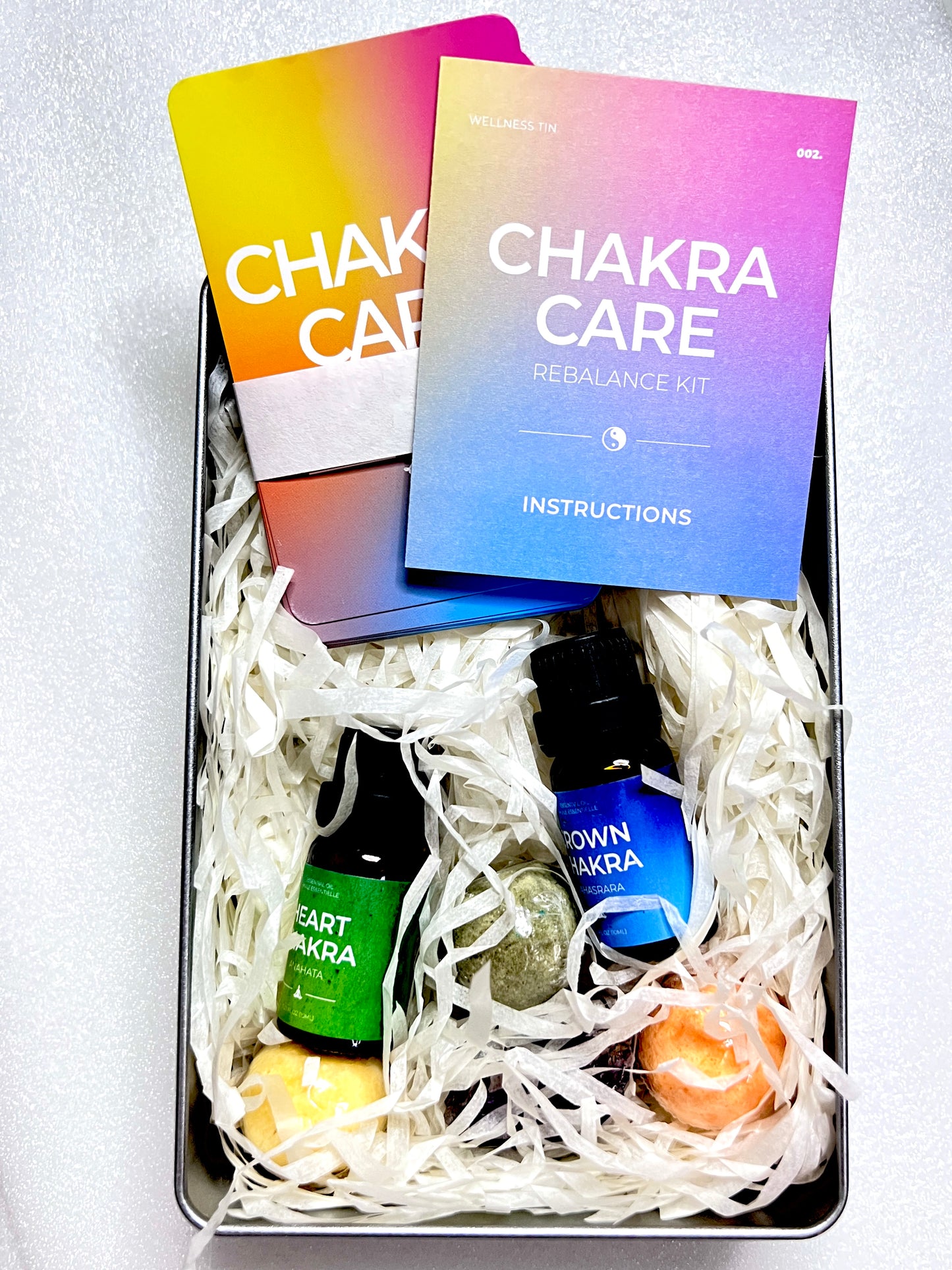 Essential oils and bath bombs set for energy chakra healing
