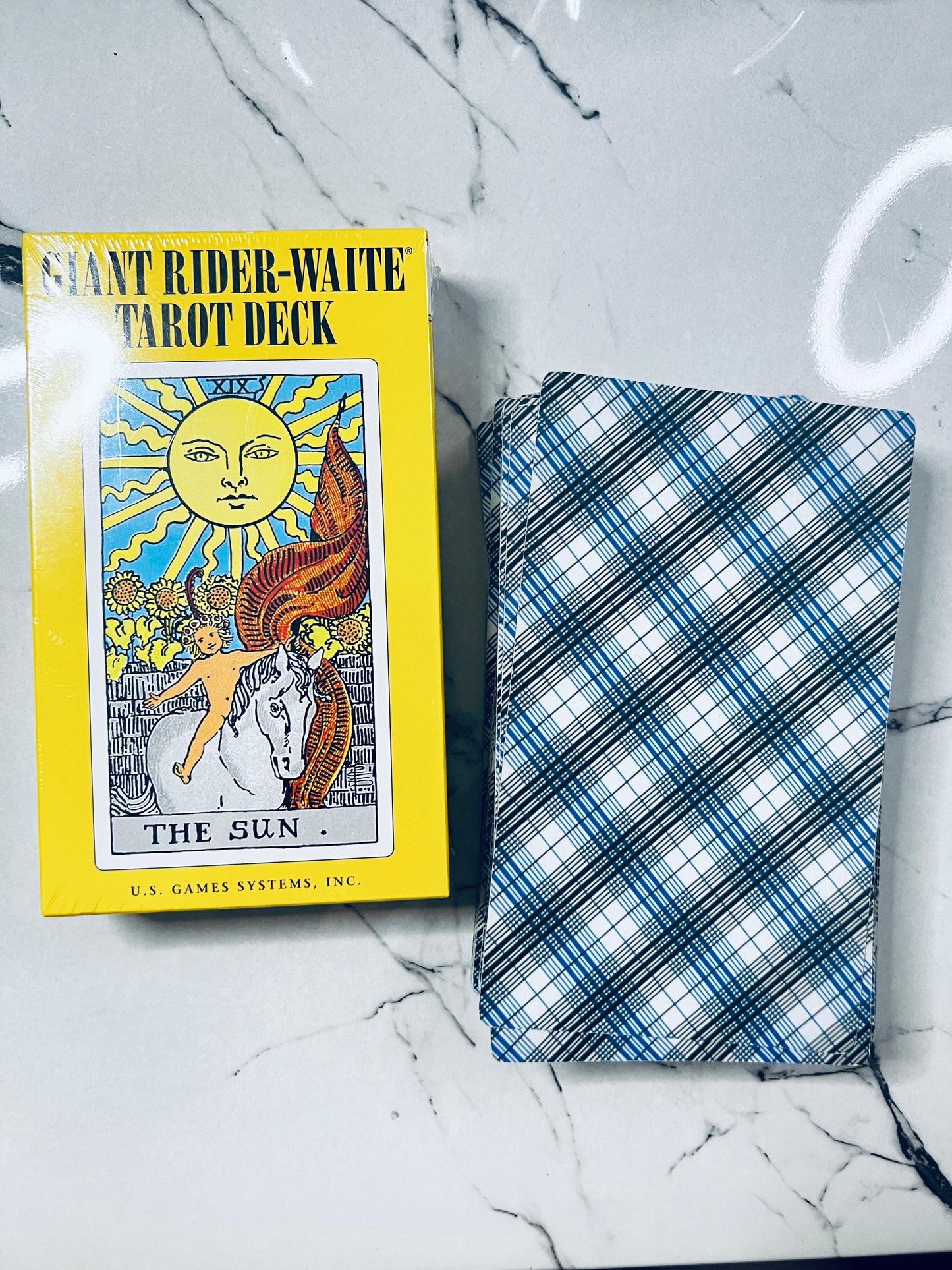 Plaid Back Cover Giant Tarot Deck by Rider Waite ~ Big Cards perfect for learning