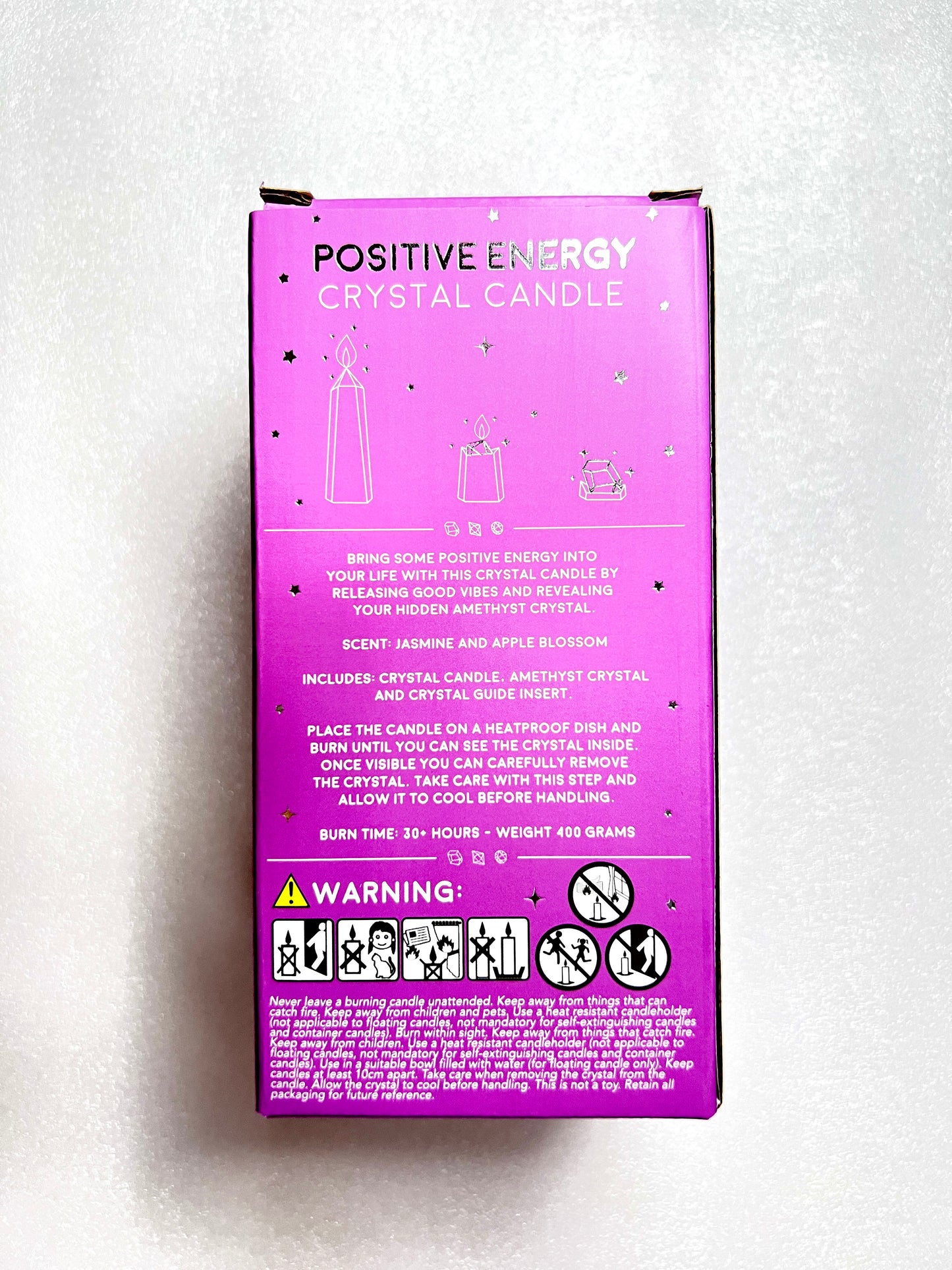 Surprise Scented JAsmine Apple Blossom Candle with Amethyst inside that last 30 hours