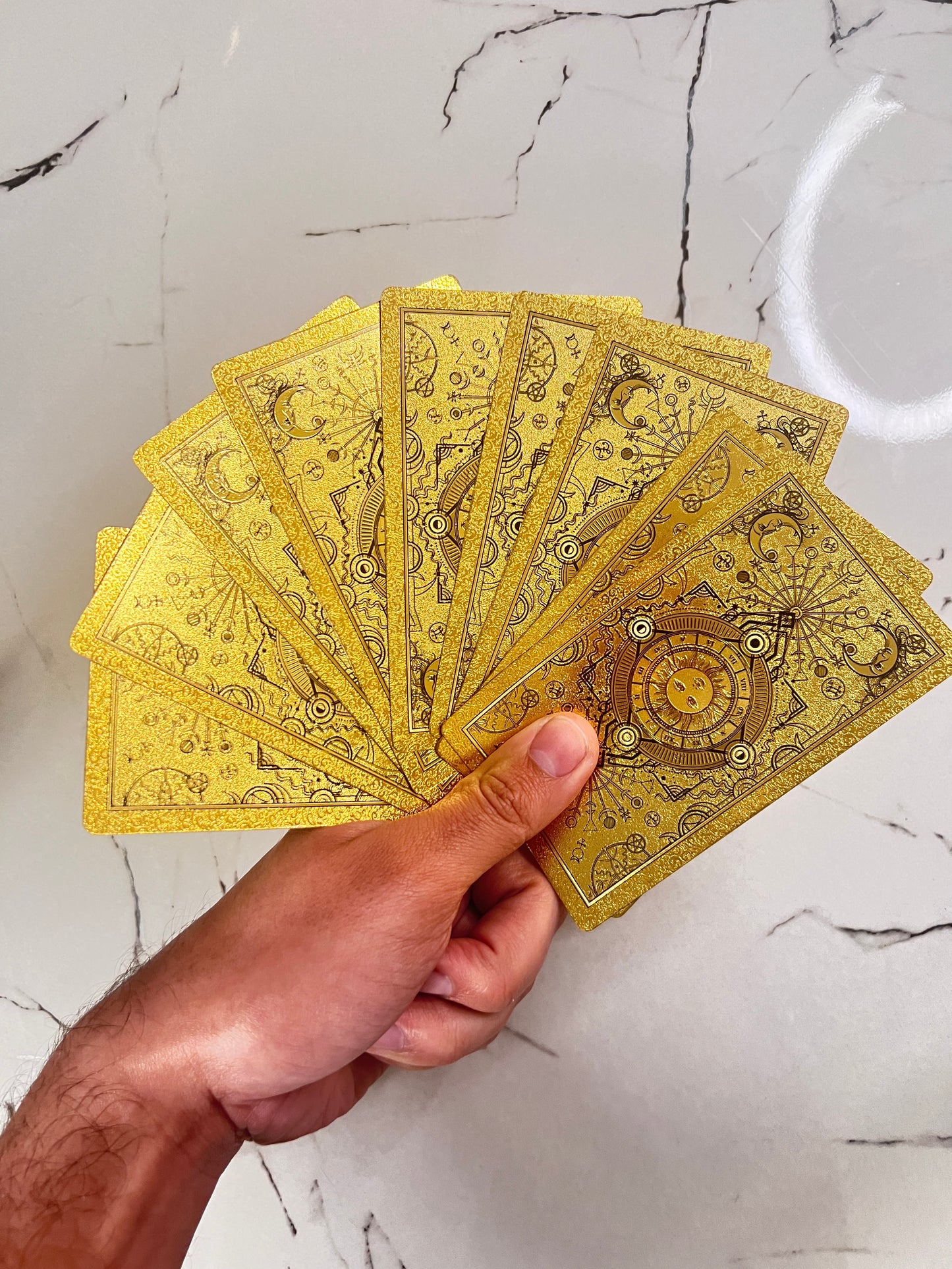 Gold Foil Rider Waite Tarot Deck with Booklet and Classic Original Designs from 1909 ~ Shiny Beautiful Cards for Beginners and Study