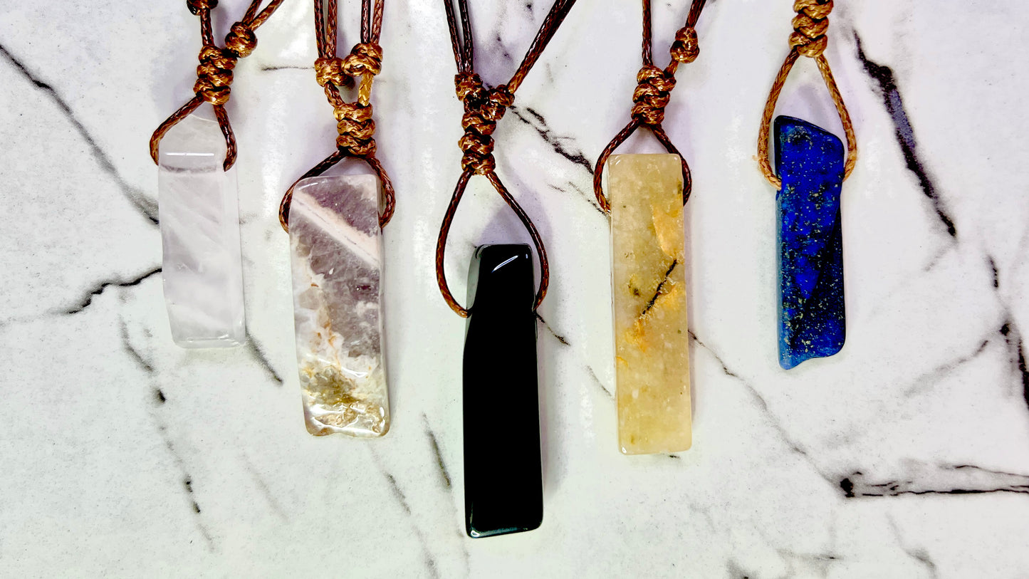 Quartz Slate Pendant Necklace - Natural Crystal Stone