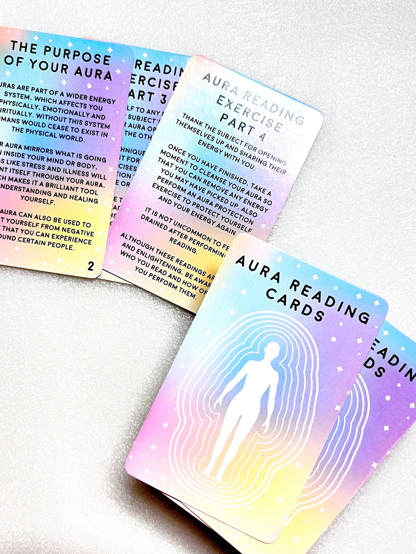 Aura cards with all the information you need to read your aura