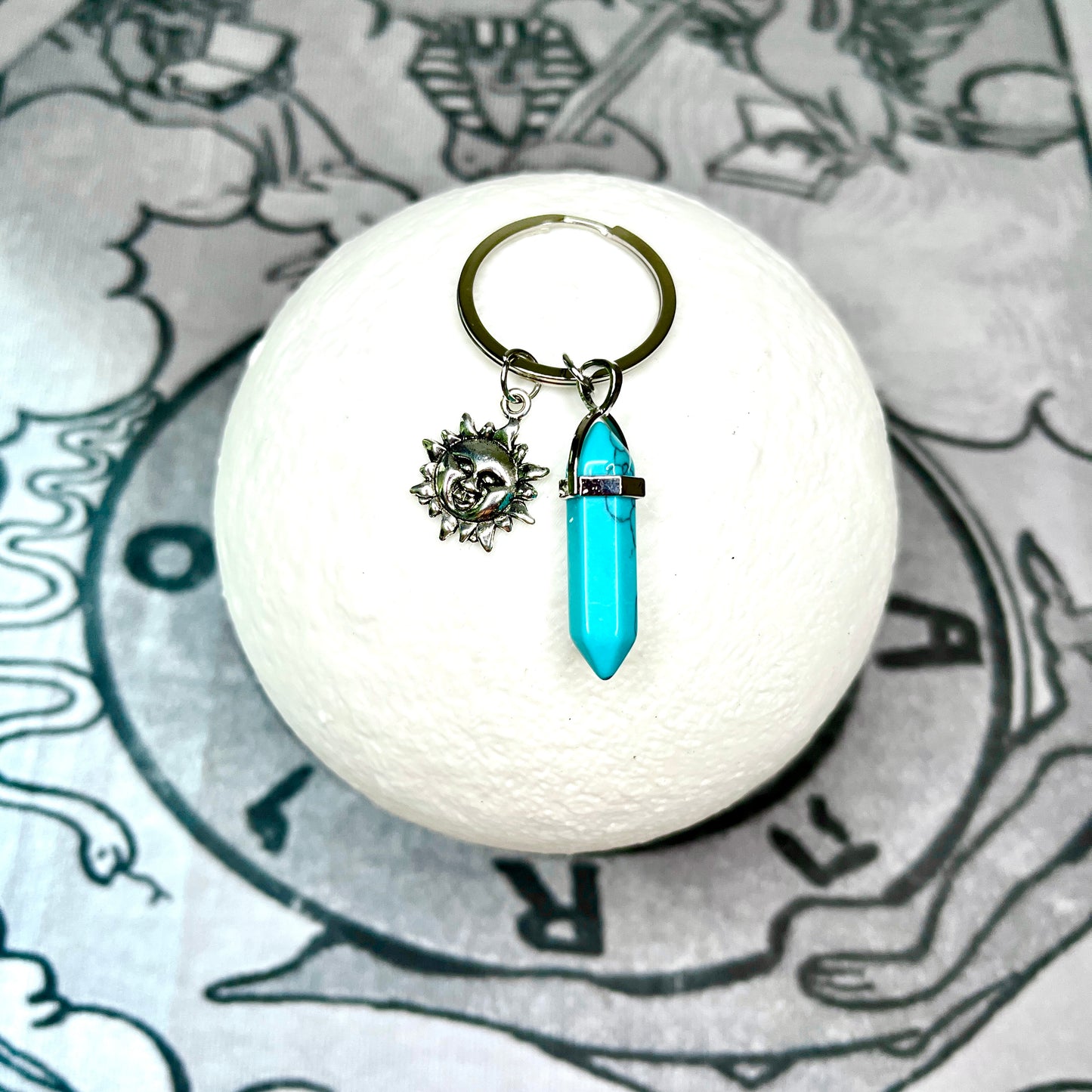 Sun Turquoise Crystal Keychain