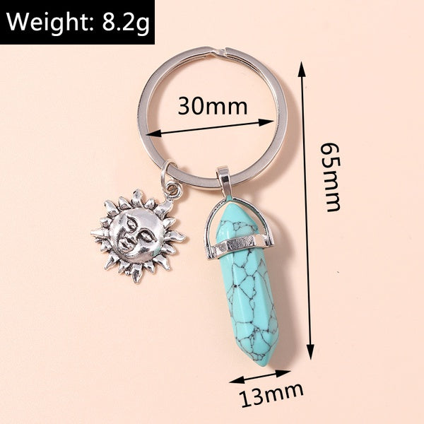 Sun Turquoise Crystal Keychain