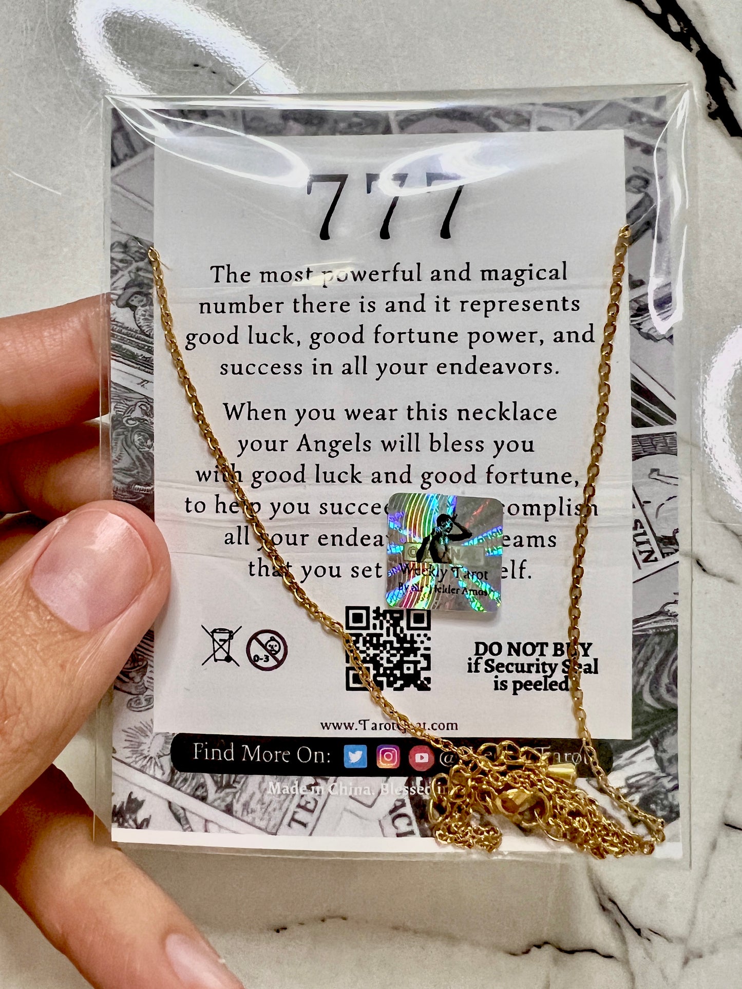 777 Angel Number Gold Stainless Steel Necklace