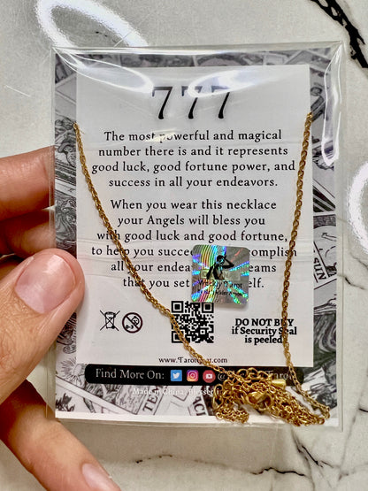 777 Angel Number Gold Stainless Steel Necklace