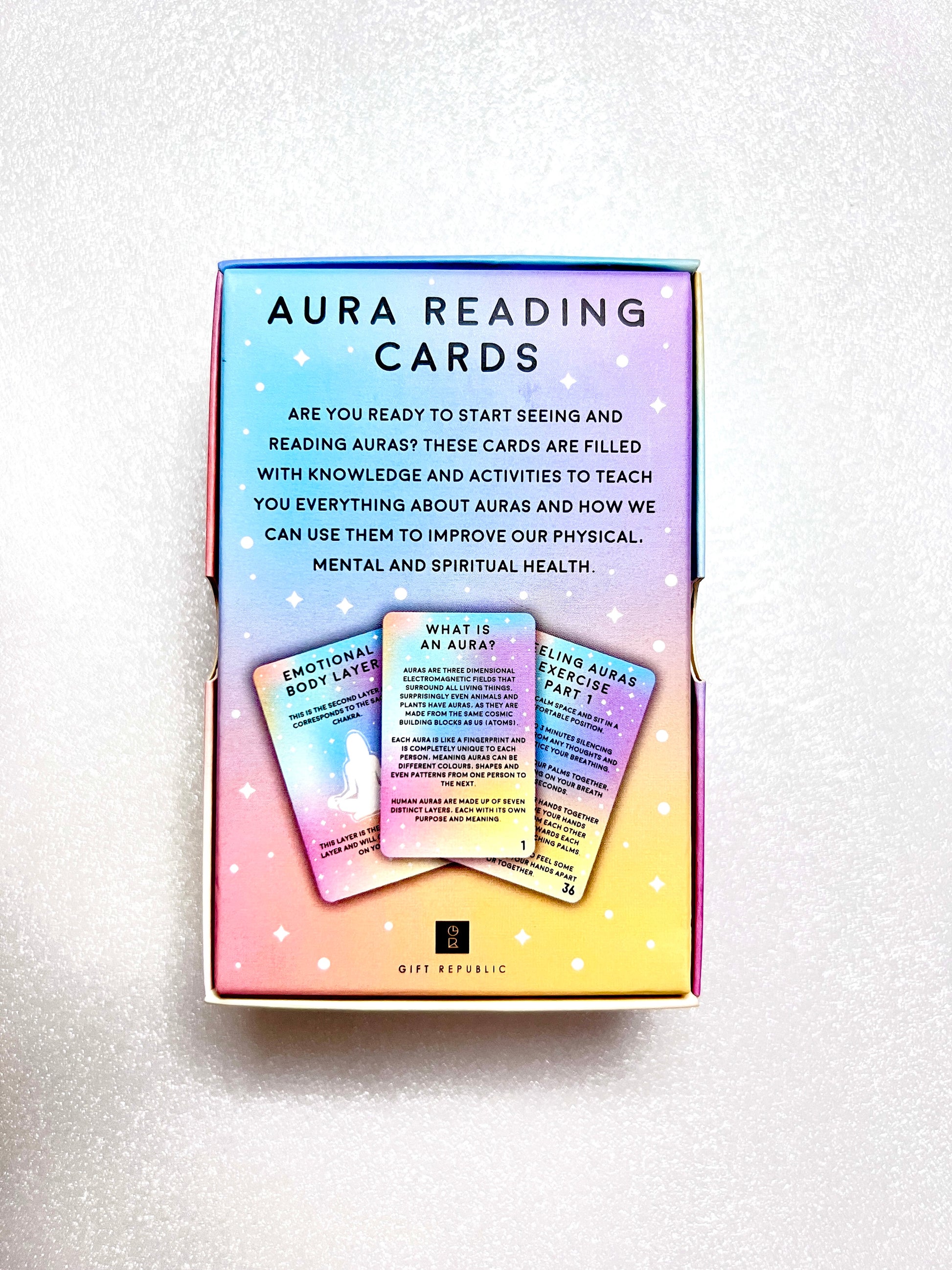 Deck of cards to learn about Auras and their meanings.