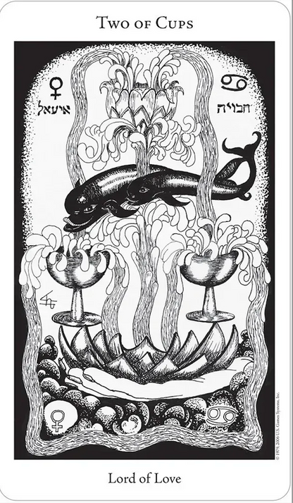 Card Example 2 of cups minor arcana The Spirit of Ether - The Hermetic Tarot by Godfrey Dowson