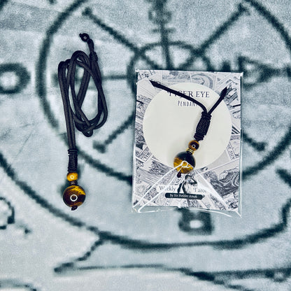 Tiger Eye or Black Obsidian Quartz Crystal Pendant.