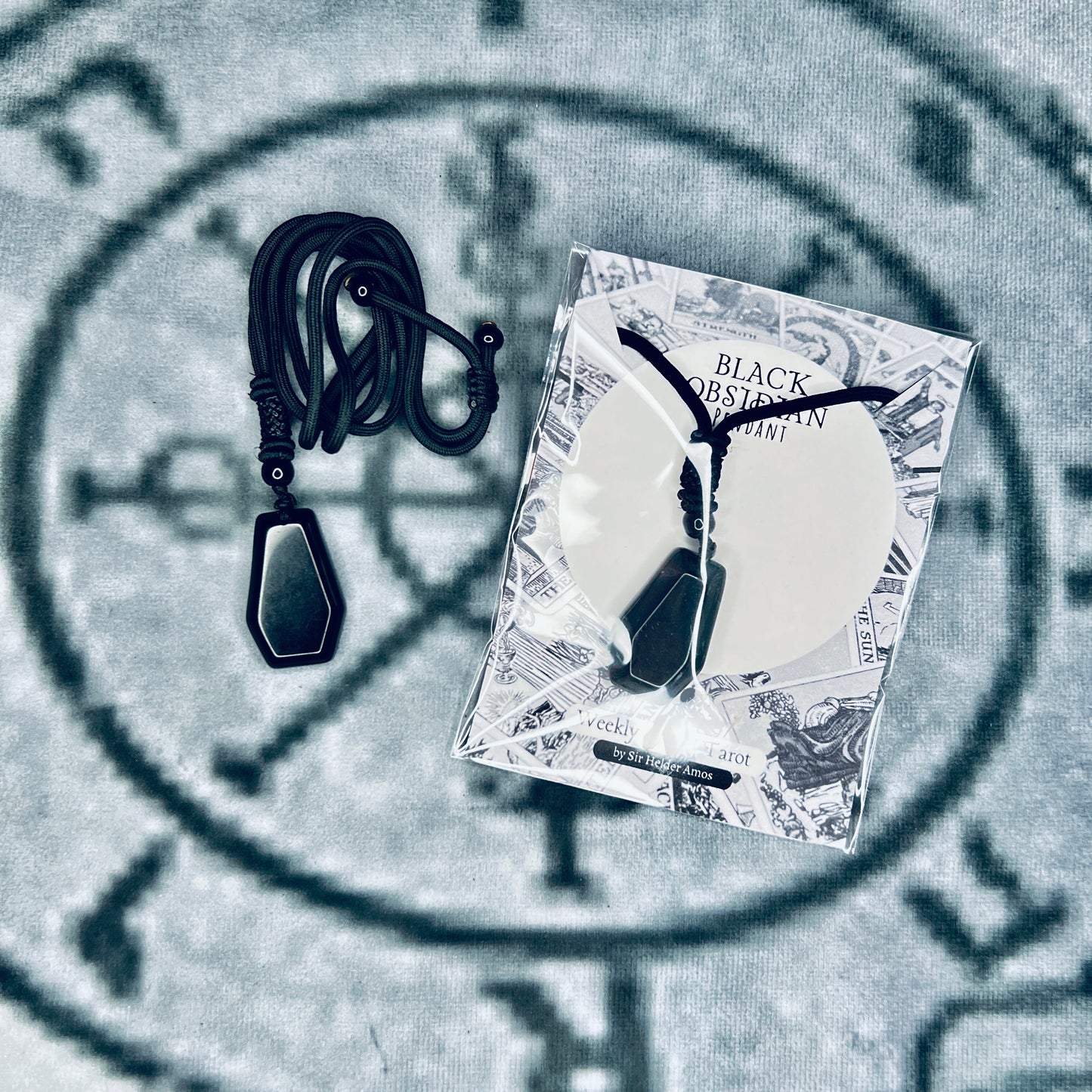 Black Obsidian Crystal Quartz Pendant