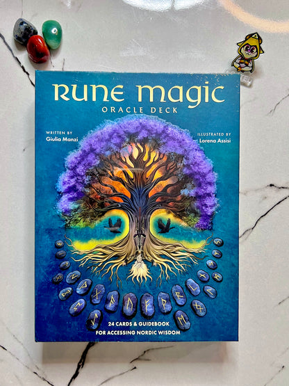 Rune Magic Oracle Deck by Giulia Manzi and illustrated by Lorena Assisi, Norse Runes Cards for Wisdom