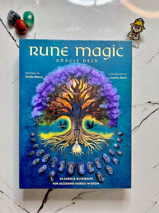 Rune Magic Oracle Deck by Giulia Manzi and illustrated by Lorena Assisi, Norse Runes Cards for Wisdom