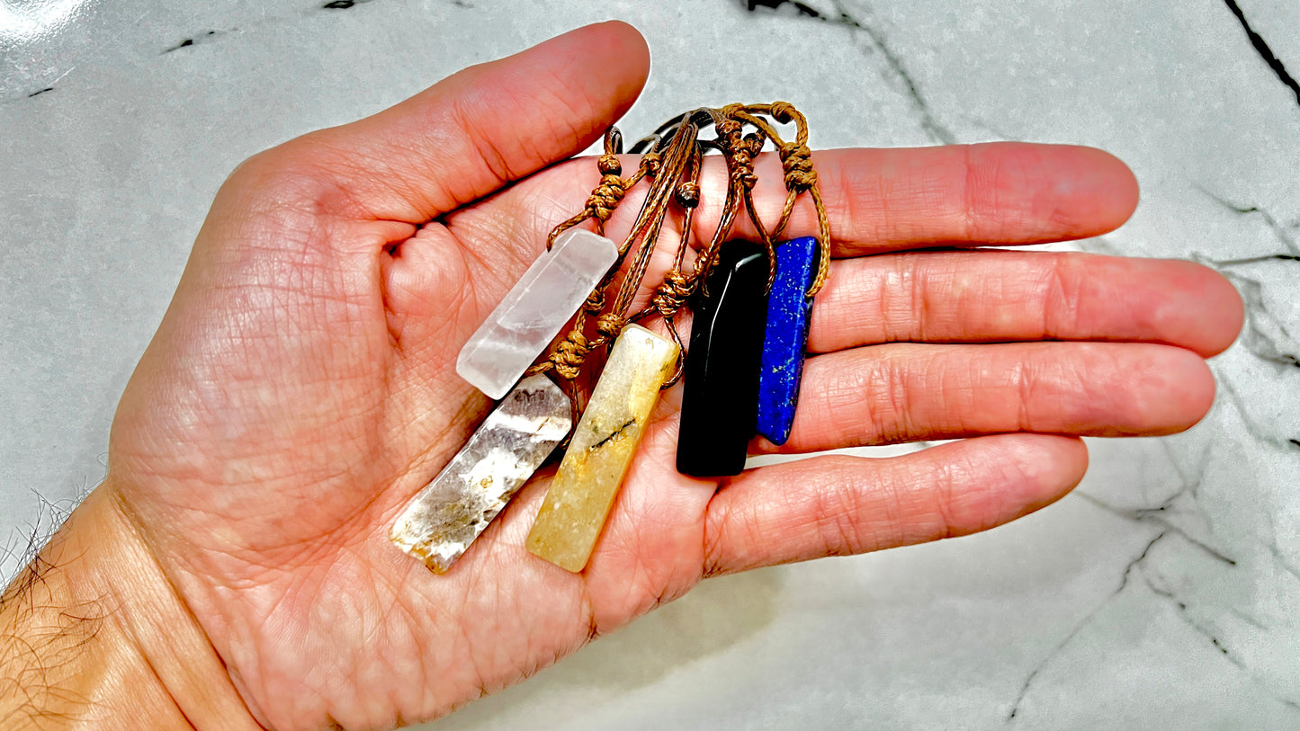 Quartz Slate Pendant Necklace - Natural Crystal Stone