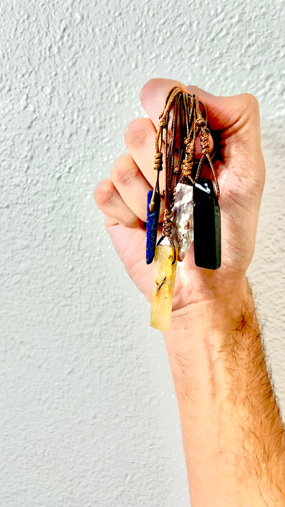Quartz Slate Pendant Necklace - Natural Crystal Stone