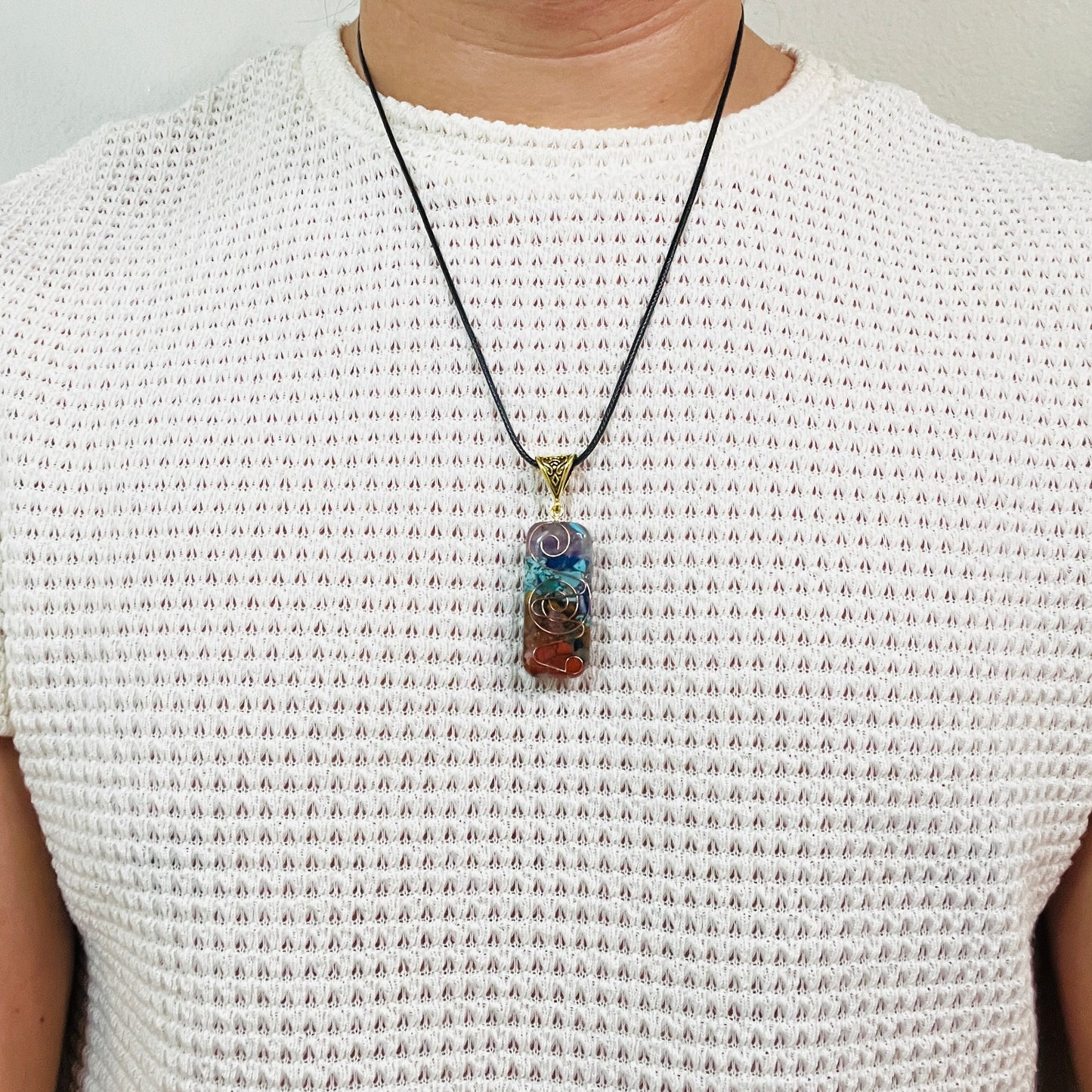 Energy Balancing Chakra Necklace with Quartz Crystals