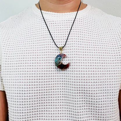 Energy Balancing Moon Chakra Necklace with Quartz Crystals