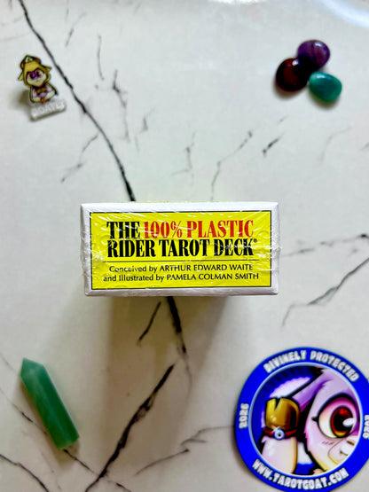 The top of a rider tarot deck on a ritual table for a spiritual practices and meditation