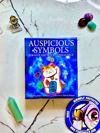 Auspicious Symbols for Luck and Healing oracle deck by Alison DeNicola, lucky symbols oracle cards for good fortune
