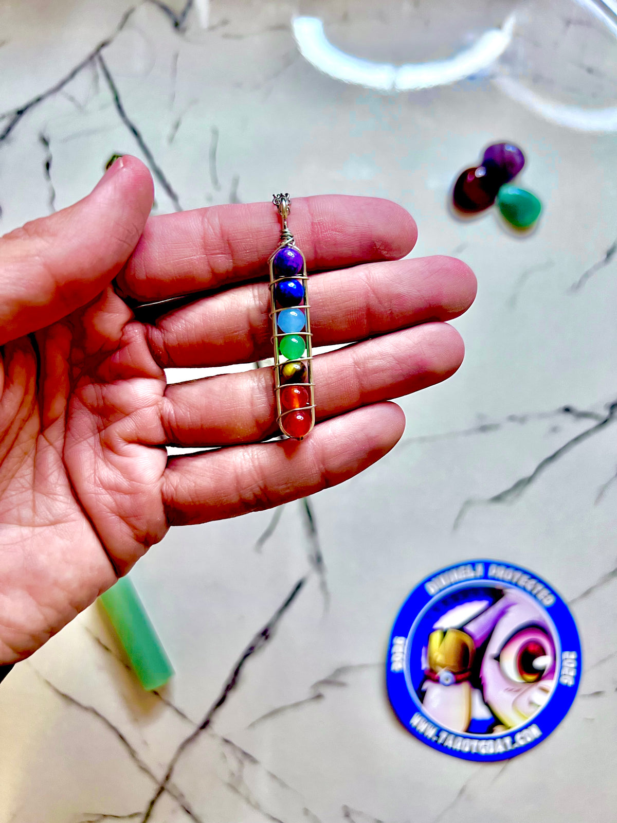 chakra necklace for energy balance and spiritual healing, natural quartz stone necklace
