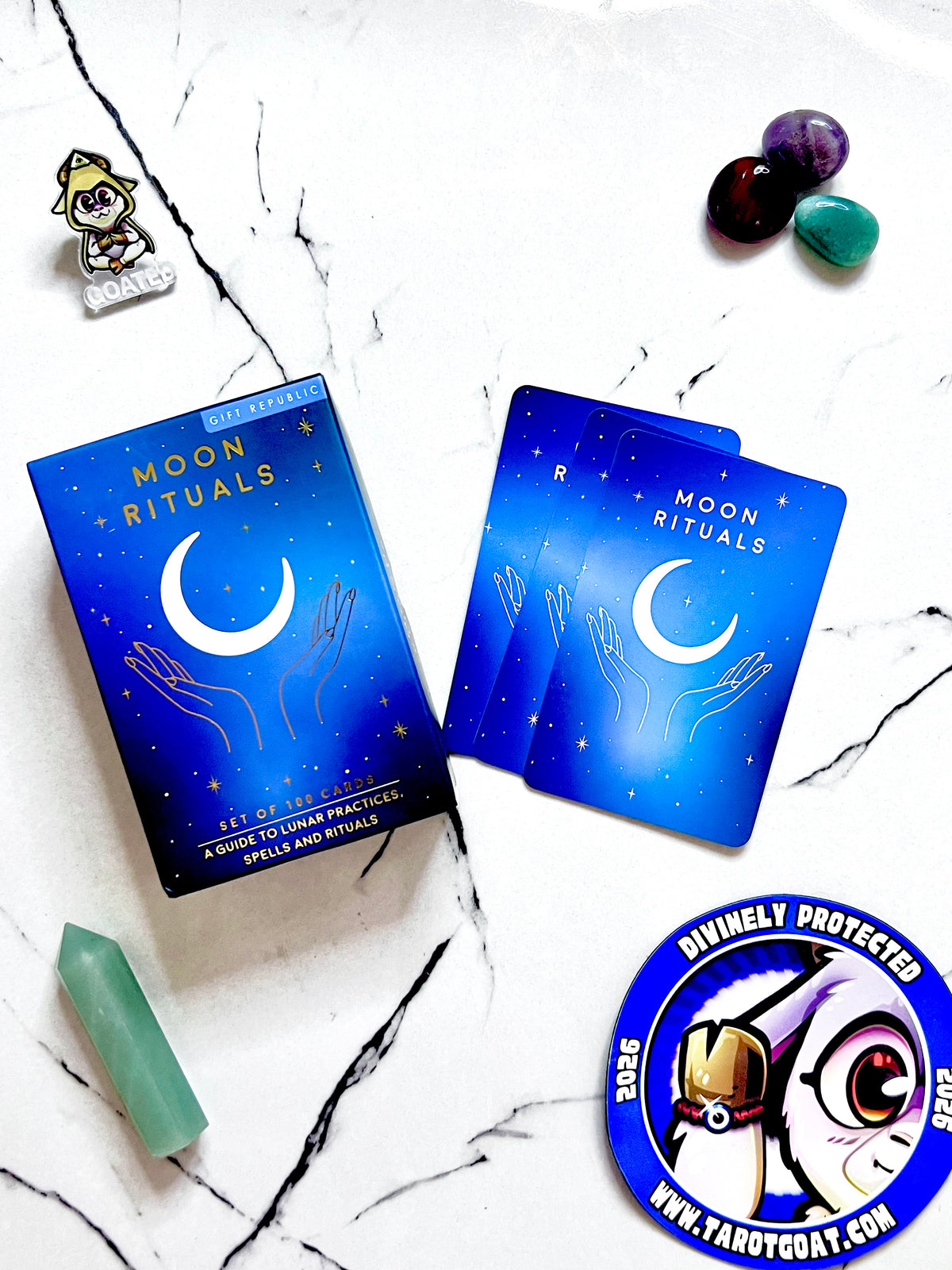 That girl full moon routine starts here, Moon Rituals 100 cards for manifestation and moon magic usa shipping from tarotgoat store