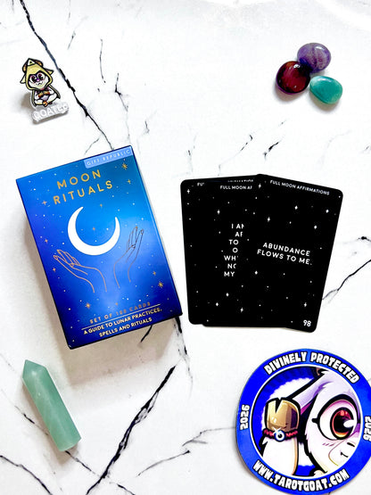 Trending on TikTok Shop, everyone is buying Moon Rituals 100 cards for full moon rituals and new moon affirmations and rituals for girls witches crystals