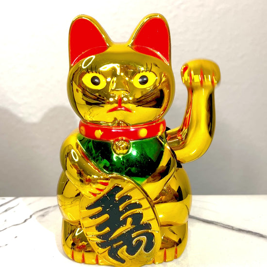 Golden Lucky Cat - Maneki Neko - Waving Paw Becoming Clients Money and Abundance for Sale Free Shipping in the US