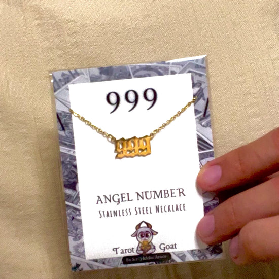 model wearing a 999 angel number necklace from tiktok shop viral necklace 