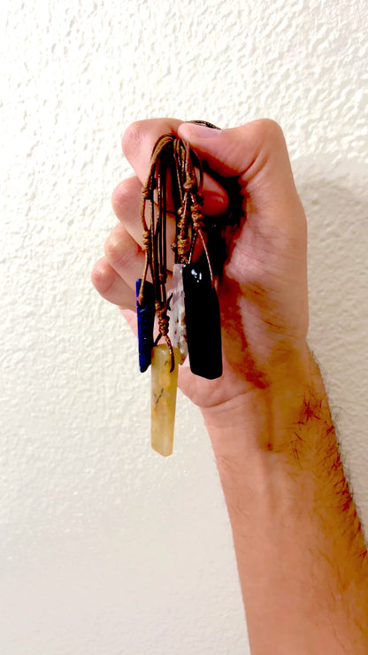 Quartz Slate Pendant Necklace - Natural Crystal Stone