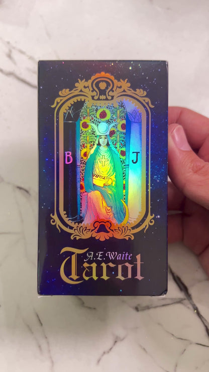 Iridescent Rider Waite Tarot Deck in English.