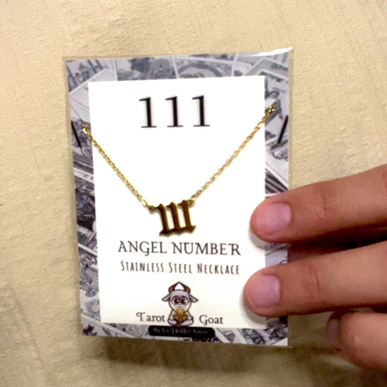 Video of the 111 angel number stain steel necklace numerology spirituality men and woman jewelry fashion 