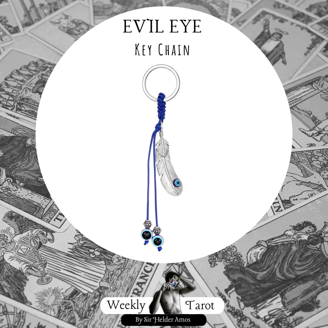 Feather Evil Eye Keychain