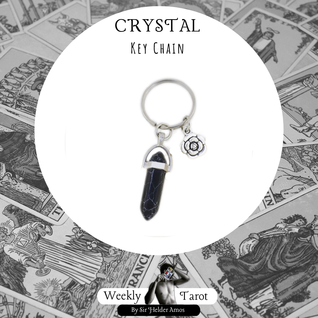 ~ CLEARANCE ~ Onyx Flower Charm Crystal Keychain