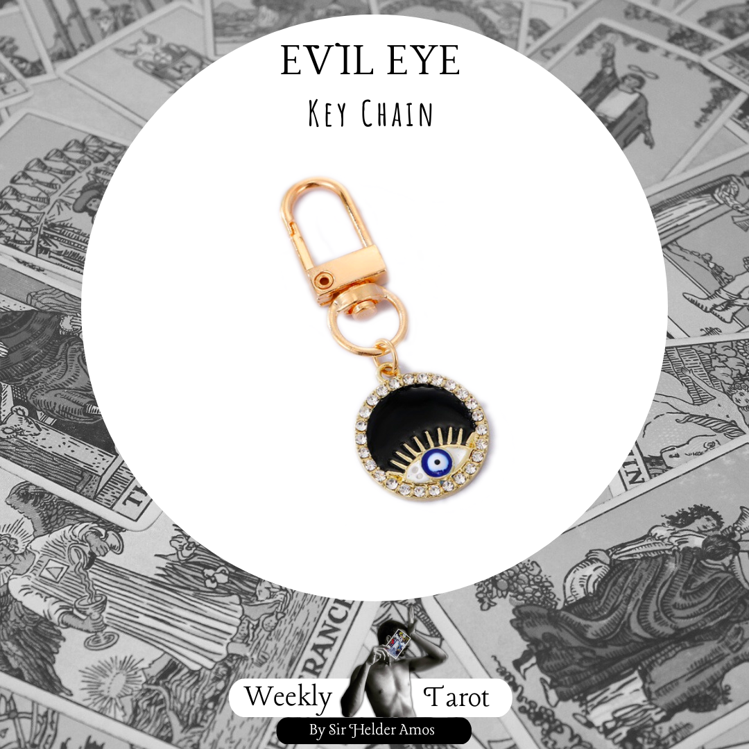 Small Black Leather Evil Eye Keychain