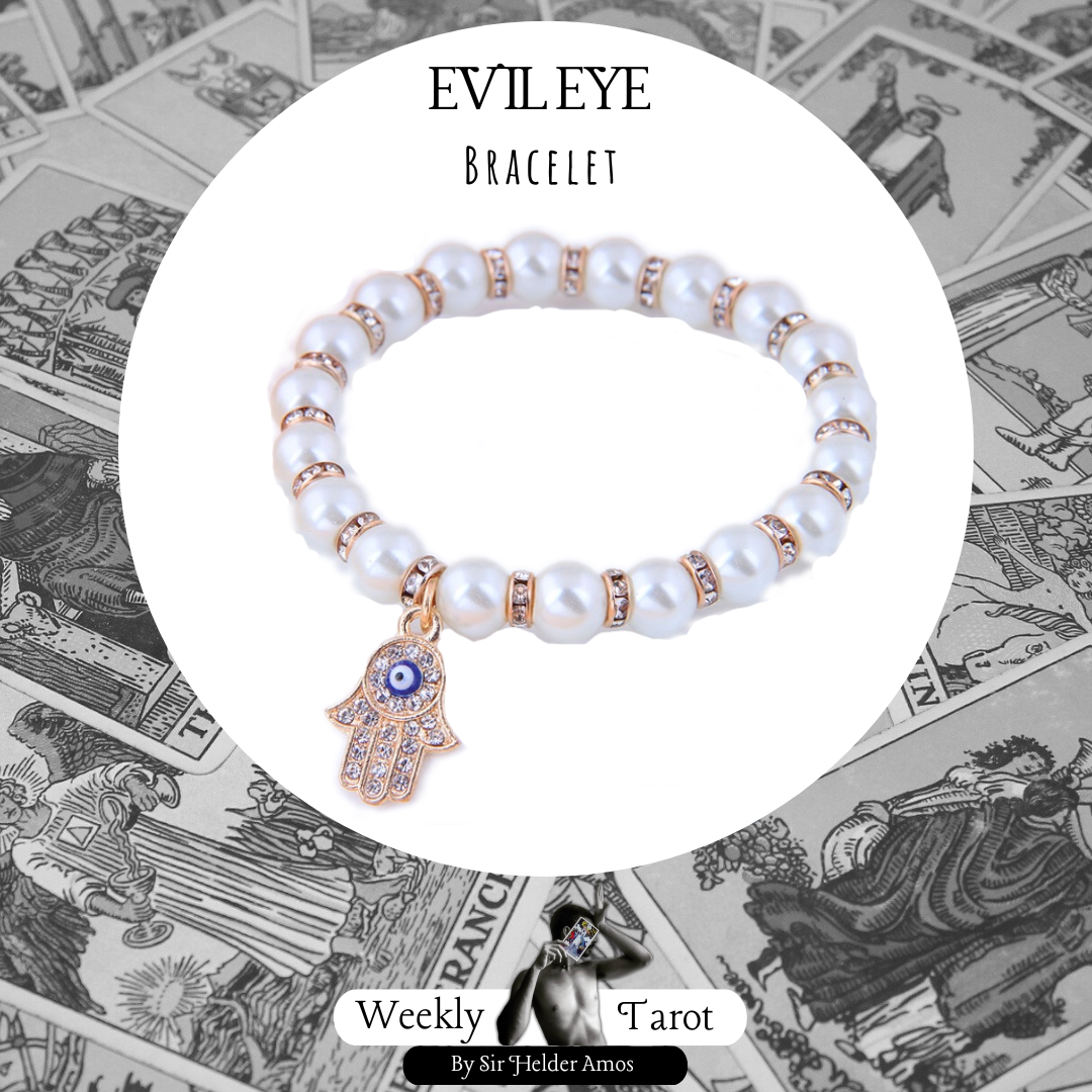 White Hamsa Hand Evil Eye Bracelet