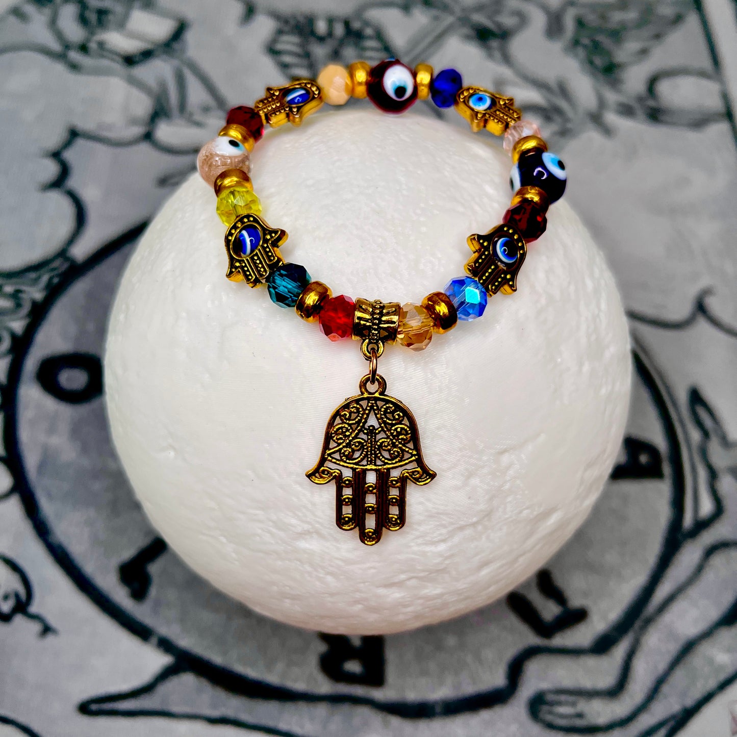 Golden Hamsa Hand Protective Evil Eye Bracelet