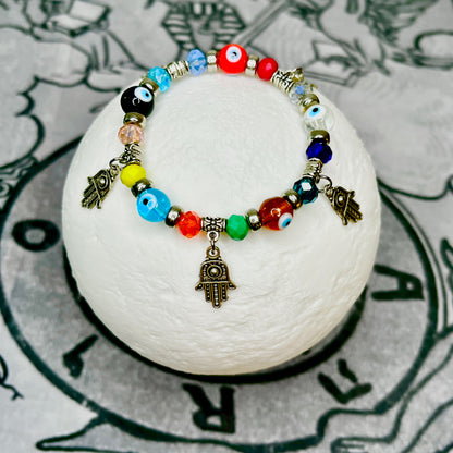 Colorful Evil Eye Bracelet with Hamsa Hands