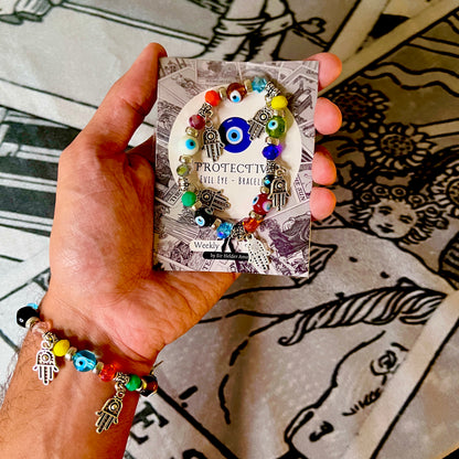 Colorful Evil Eye Bracelet with Hamsa Hands