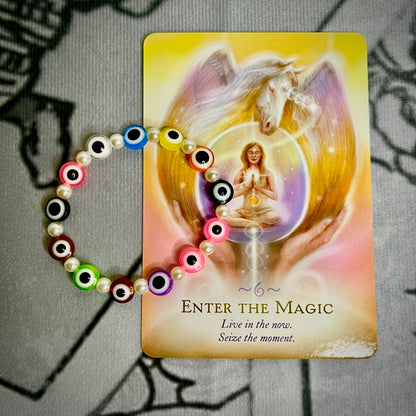 Colored Pearl Evil Eye Bracelet