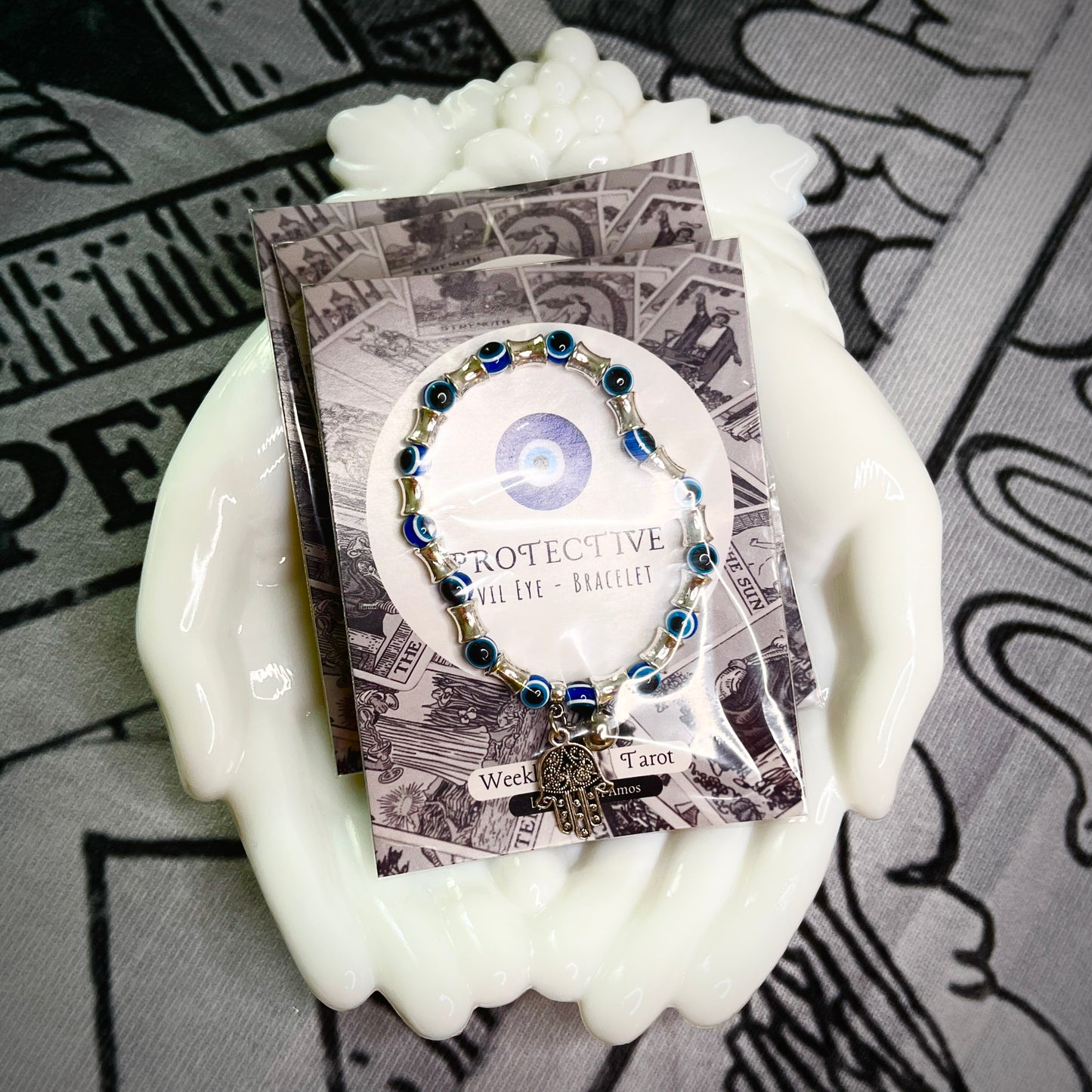 Evil Eye Bracelet with Chiming Bell and Hamsa Hand