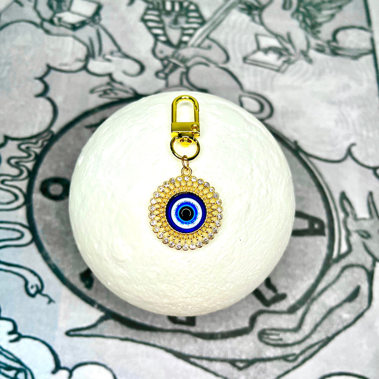 Sun Golden Evil Eye Keychain