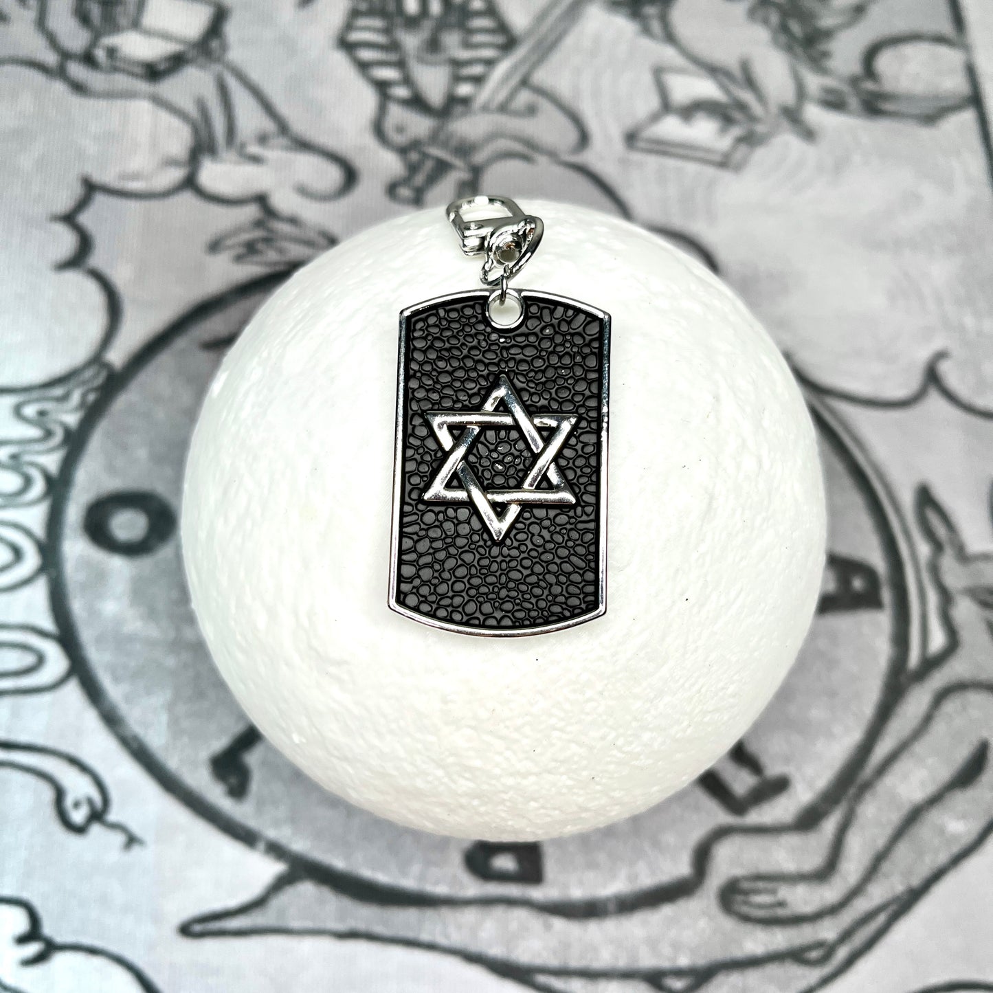 Hexagram Leather Christian Keychain