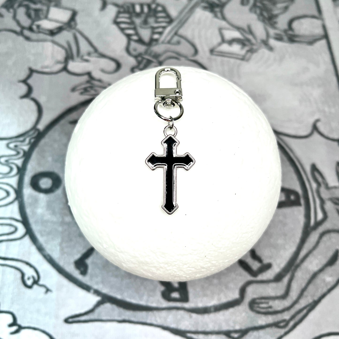 Black Cross Christian Keychain