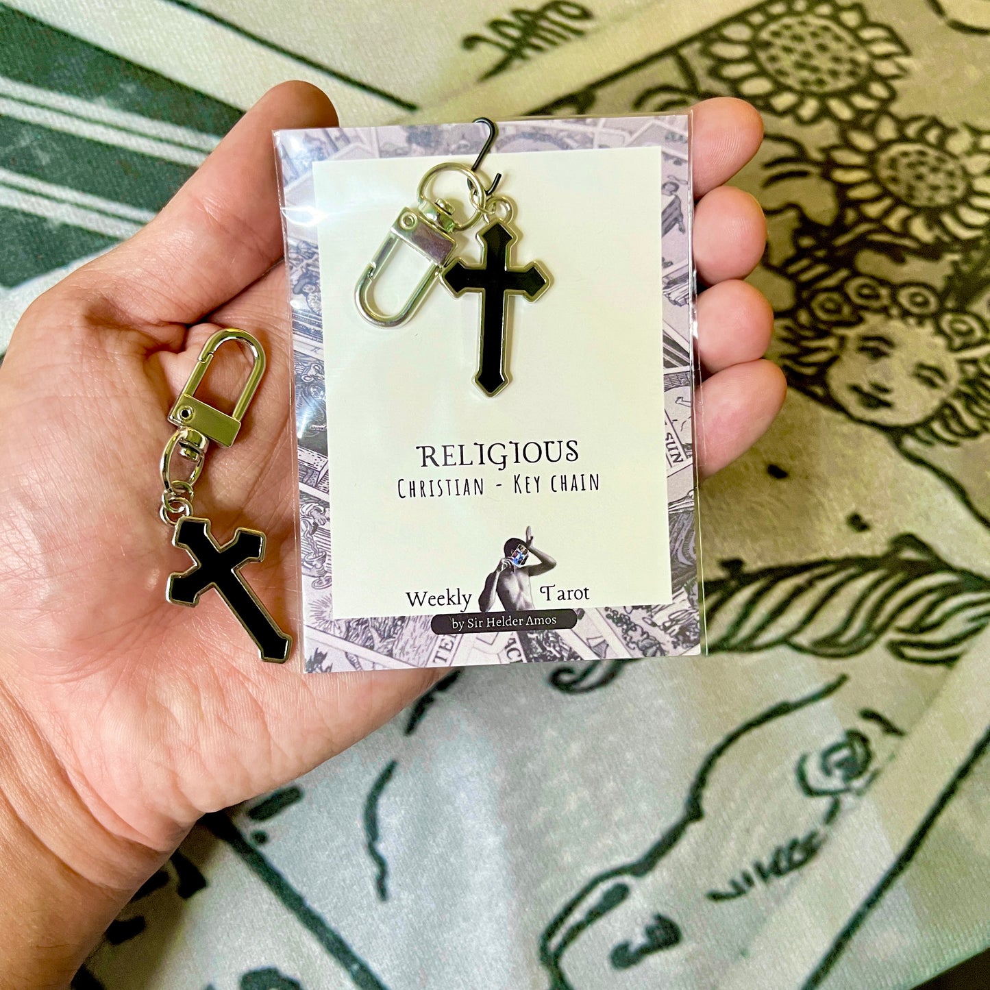 Black Cross Christian Keychain