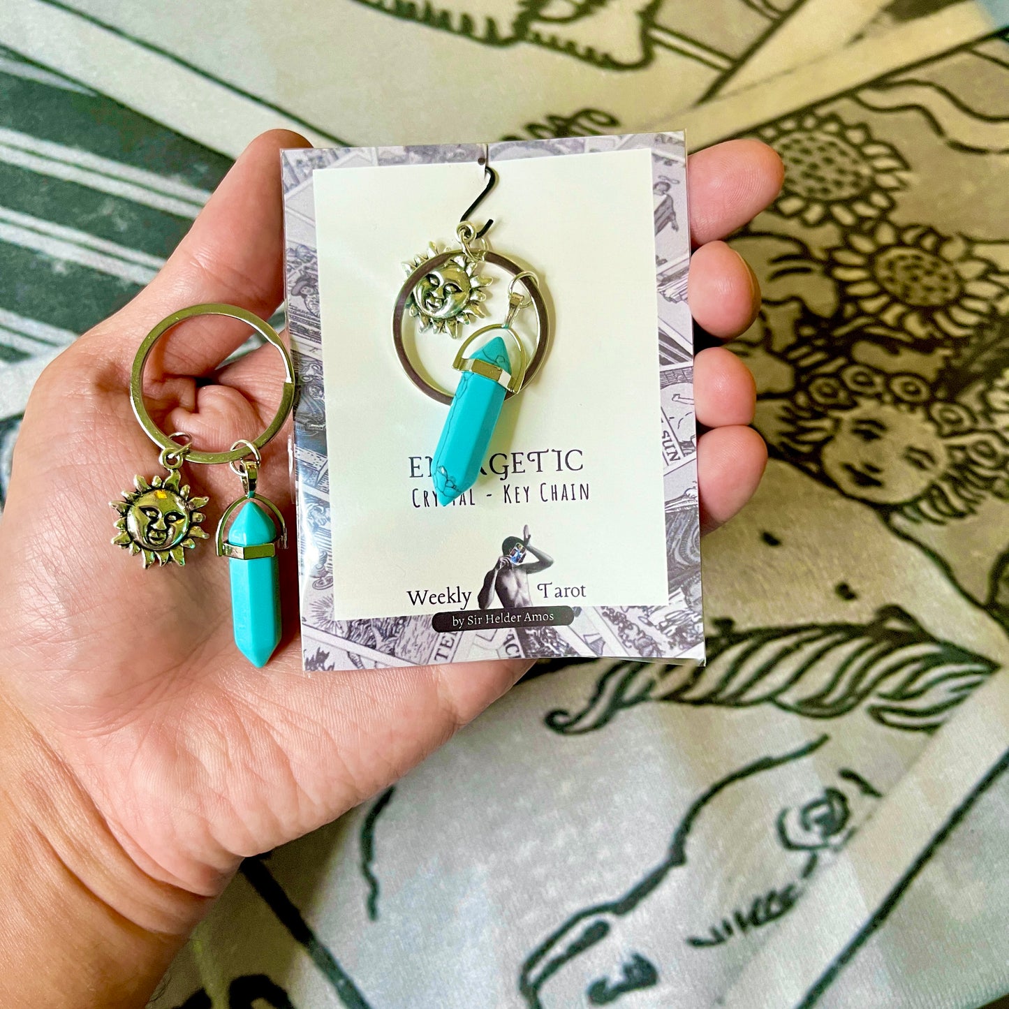 Sun Turquoise Crystal Keychain