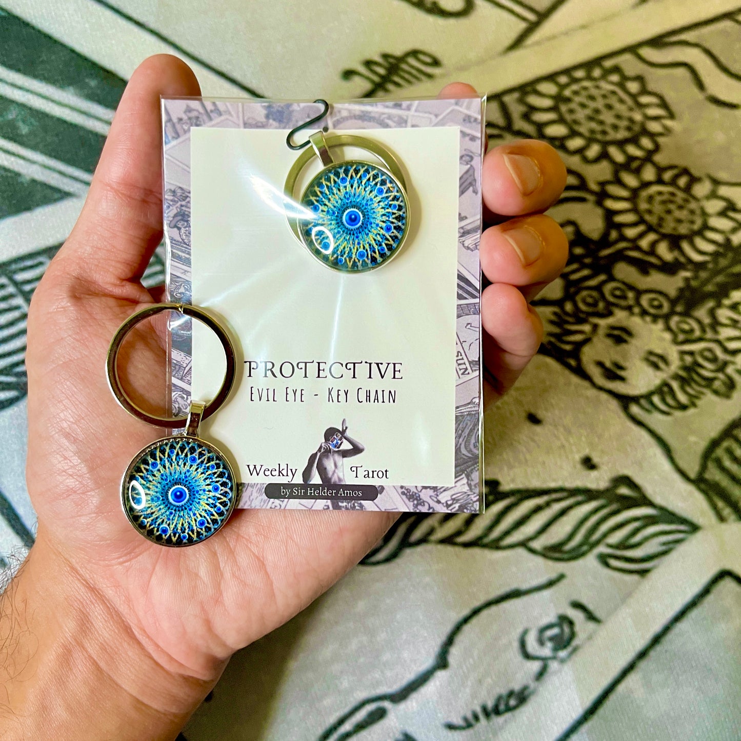 Psychedelic Dream Catcher Evil Eye Keychain Resin