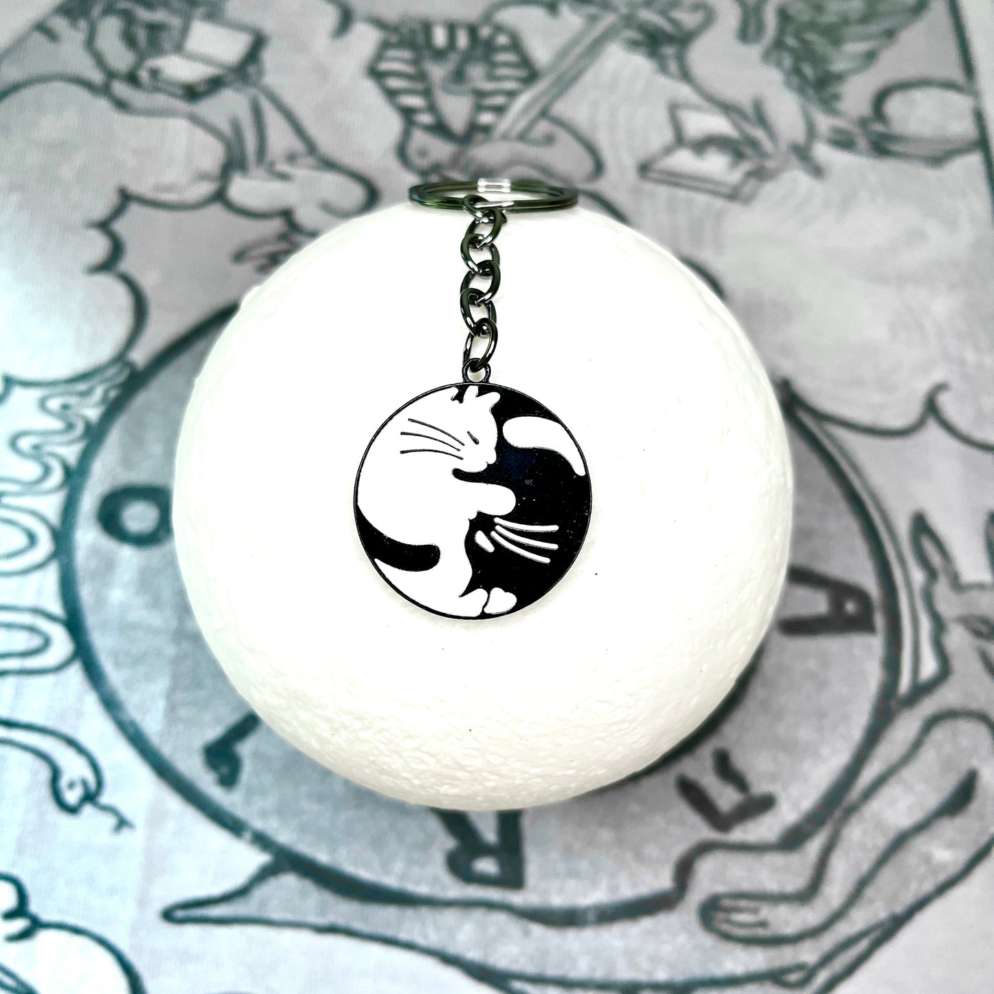 Animal Spirit Yin-Yang Cat Keychain