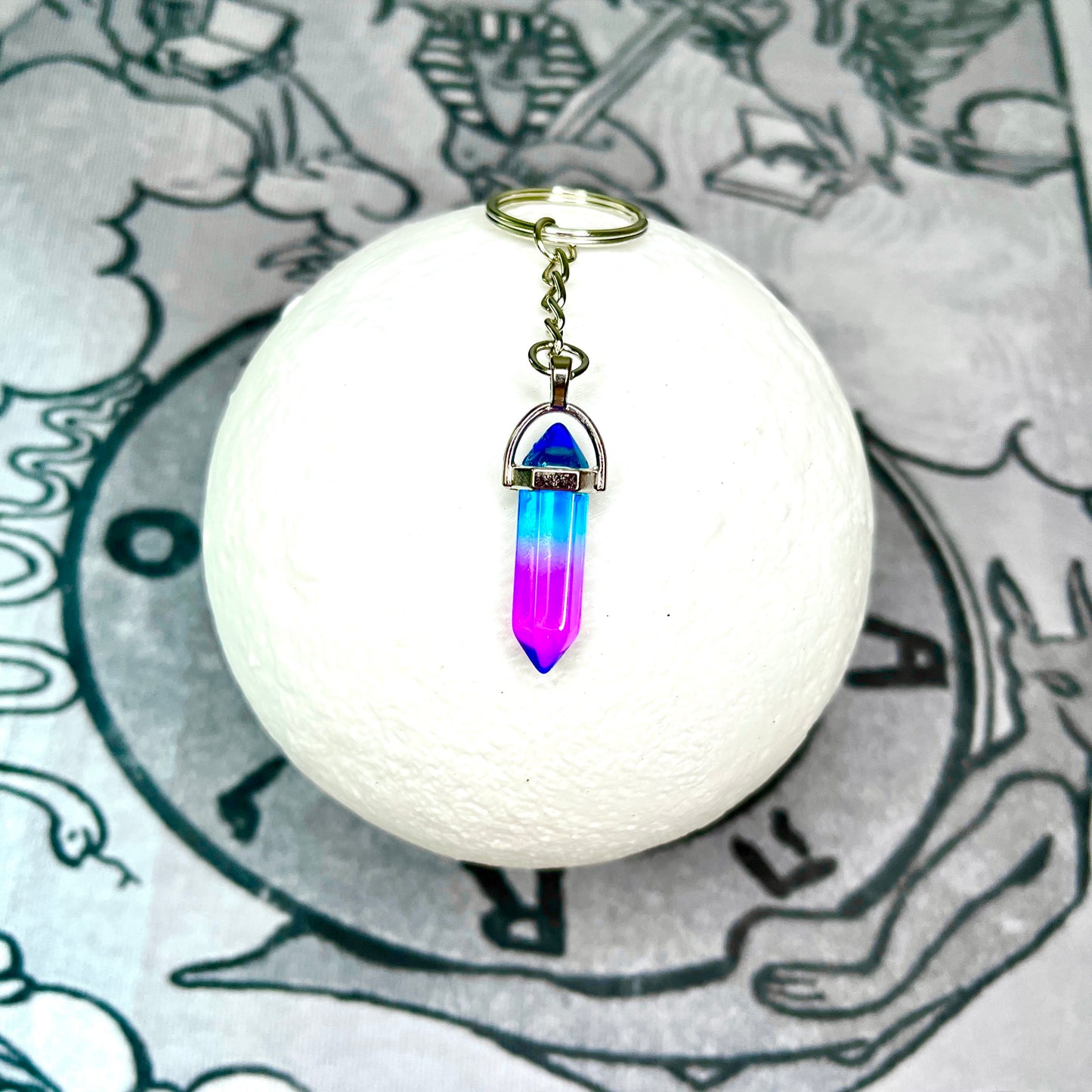 Gradient Quartz Crystal Keychain