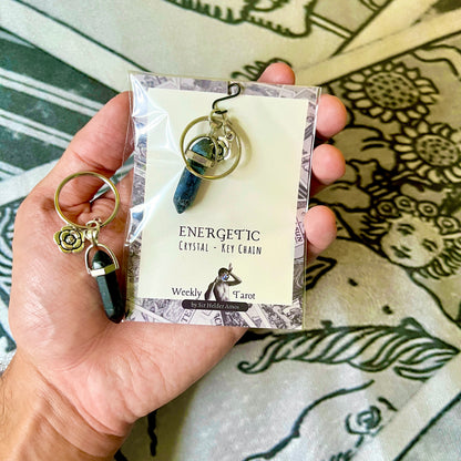 ~ CLEARANCE ~ Onyx Flower Charm Crystal Keychain