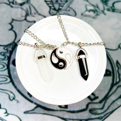 Yin-Yang Crystal Quartz Necklace (Pair)