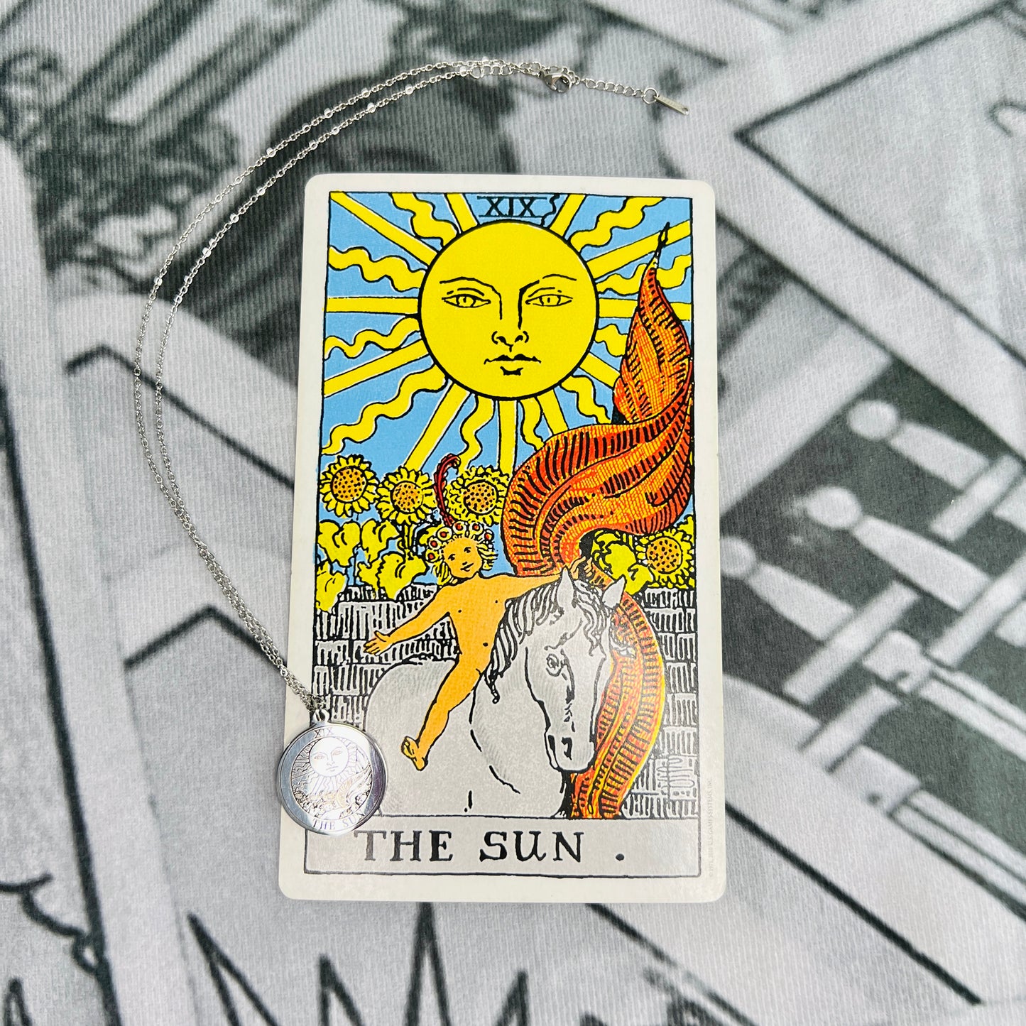 Sun Card Medallion Tarot Jewelry ~ Stainless Steel